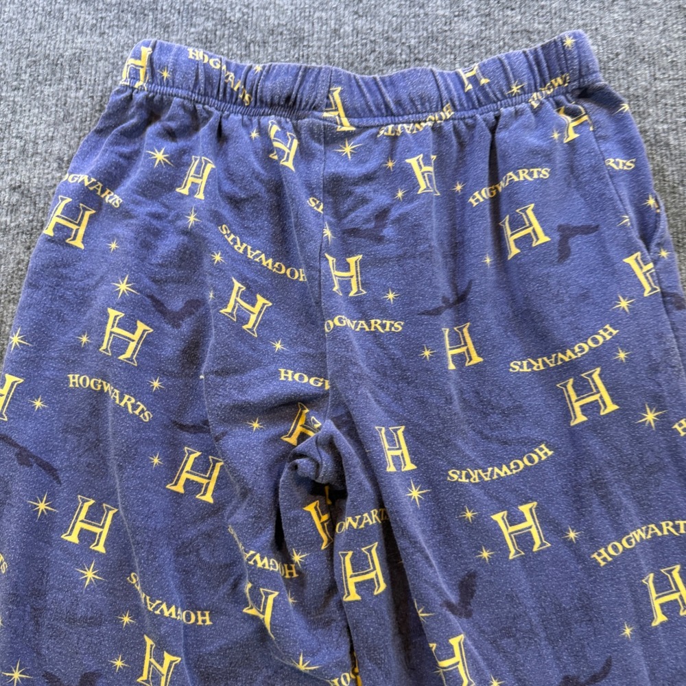 Harry Potter Hogwarts Pajama Pants Blue Yellow Logo Lounge Bottoms Small - Picture 10 of 12